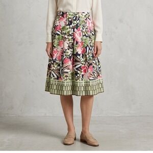 Talbots Petite Skirt Women's 10 Floral Colorful Pleated A Line Midi Lined Zip